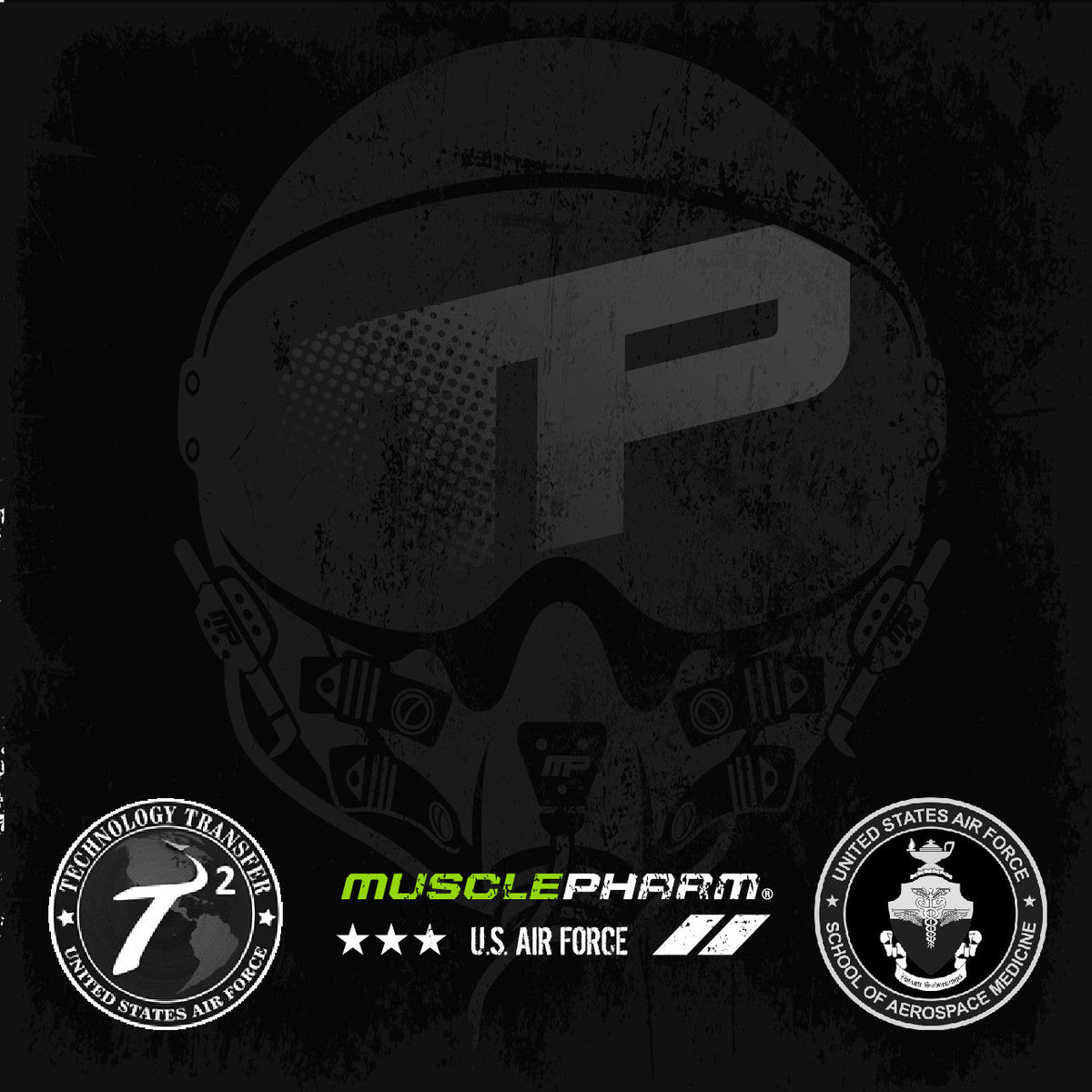 MusclePharm and U.S. Air Force Technology Transfer joint partnership logo graphic.