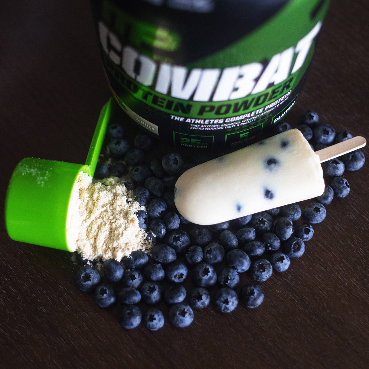 Blueberry Vanilla Protein Popsicles